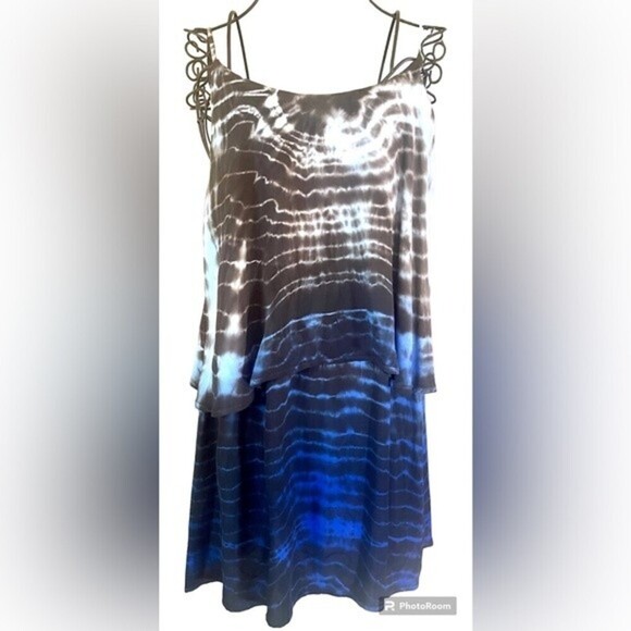 Patterson J Kincaid blue tie dye layered dress size medium. - Picture 1 of 8
